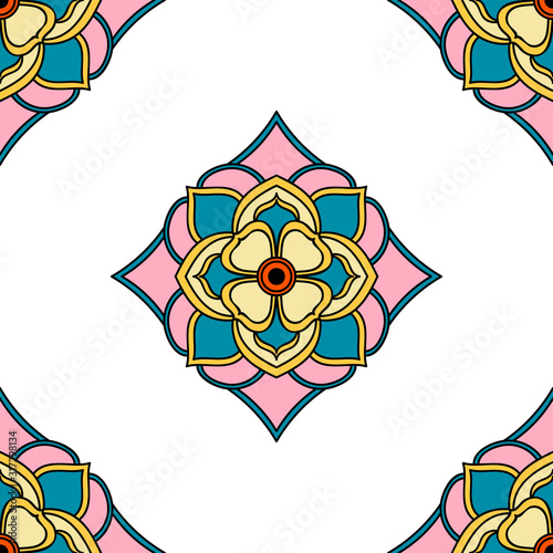 Mandala seamless pattern. Islam, Arabic, Pakistan, Moroccan, Turkish, Indian, Spain motifs