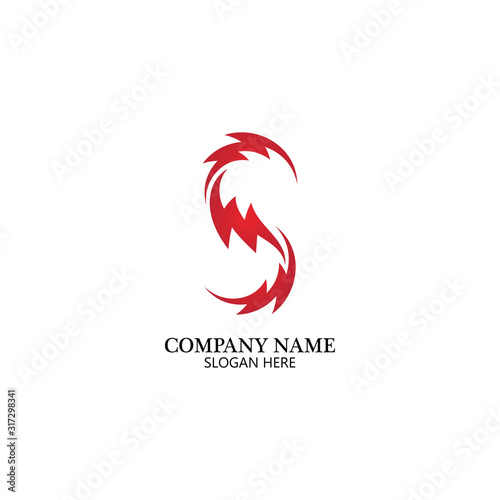 Flash s letter thunderbolt logo vector template icons