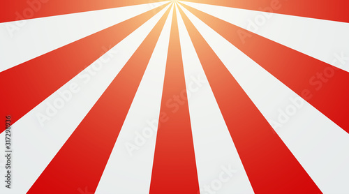 Abstract vintage sunlight of red and white background. Carnival circus tent top view style for circling animation. Star burst sun beam vector illustration.