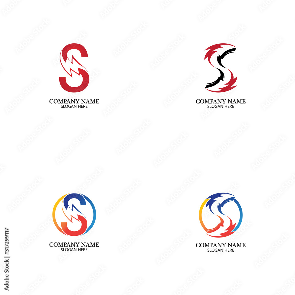 Flash s letter thunderbolt logo vector template icons Flash s letter thunderbolt logo vector template icons