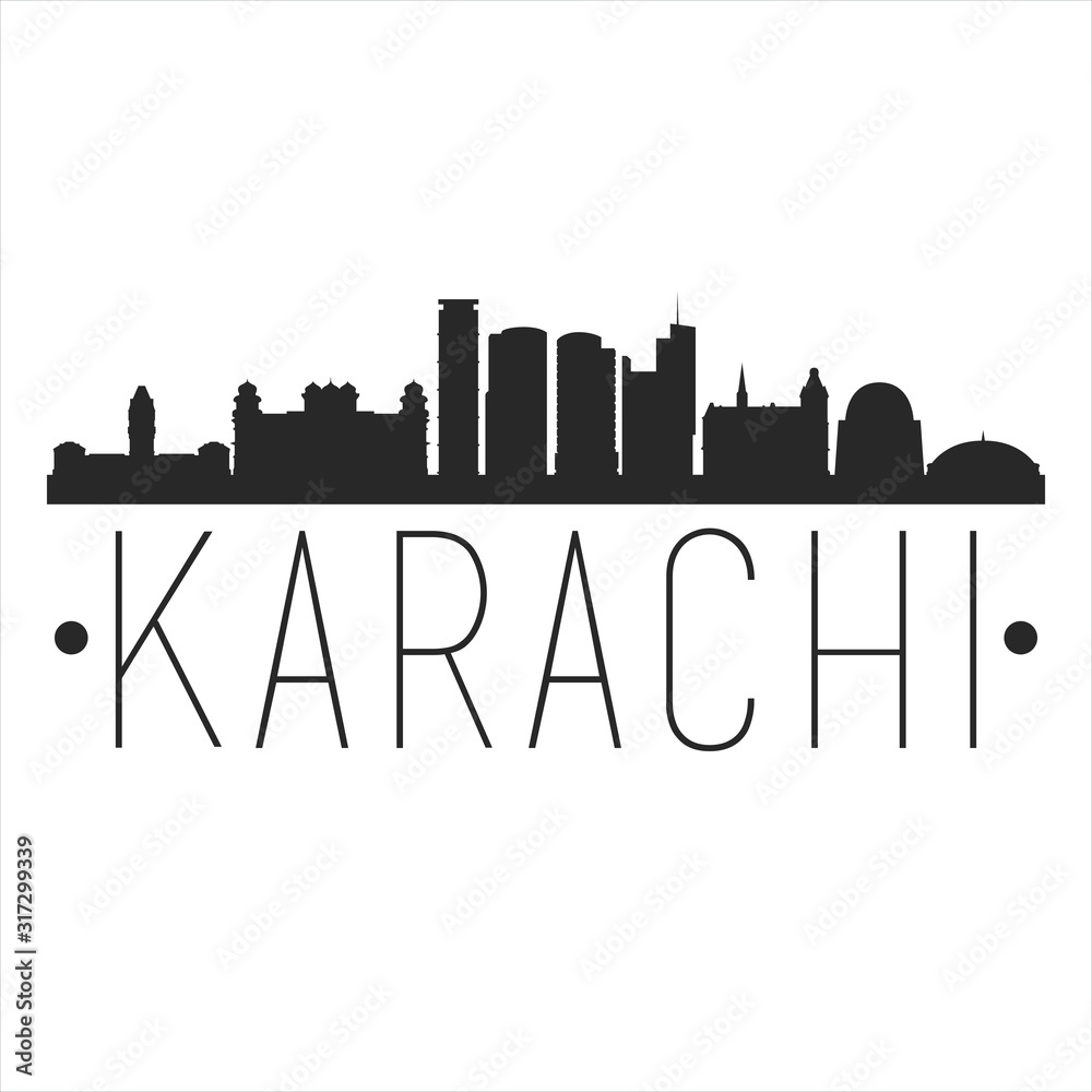 Karachi Pakistan. City Skyline. Silhouette City. Design Vector. Famous Monuments.