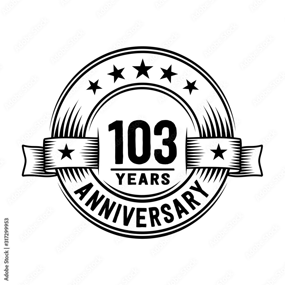 Fototapeta premium 103 years anniversary celebration logotype. Vector and illustration.
