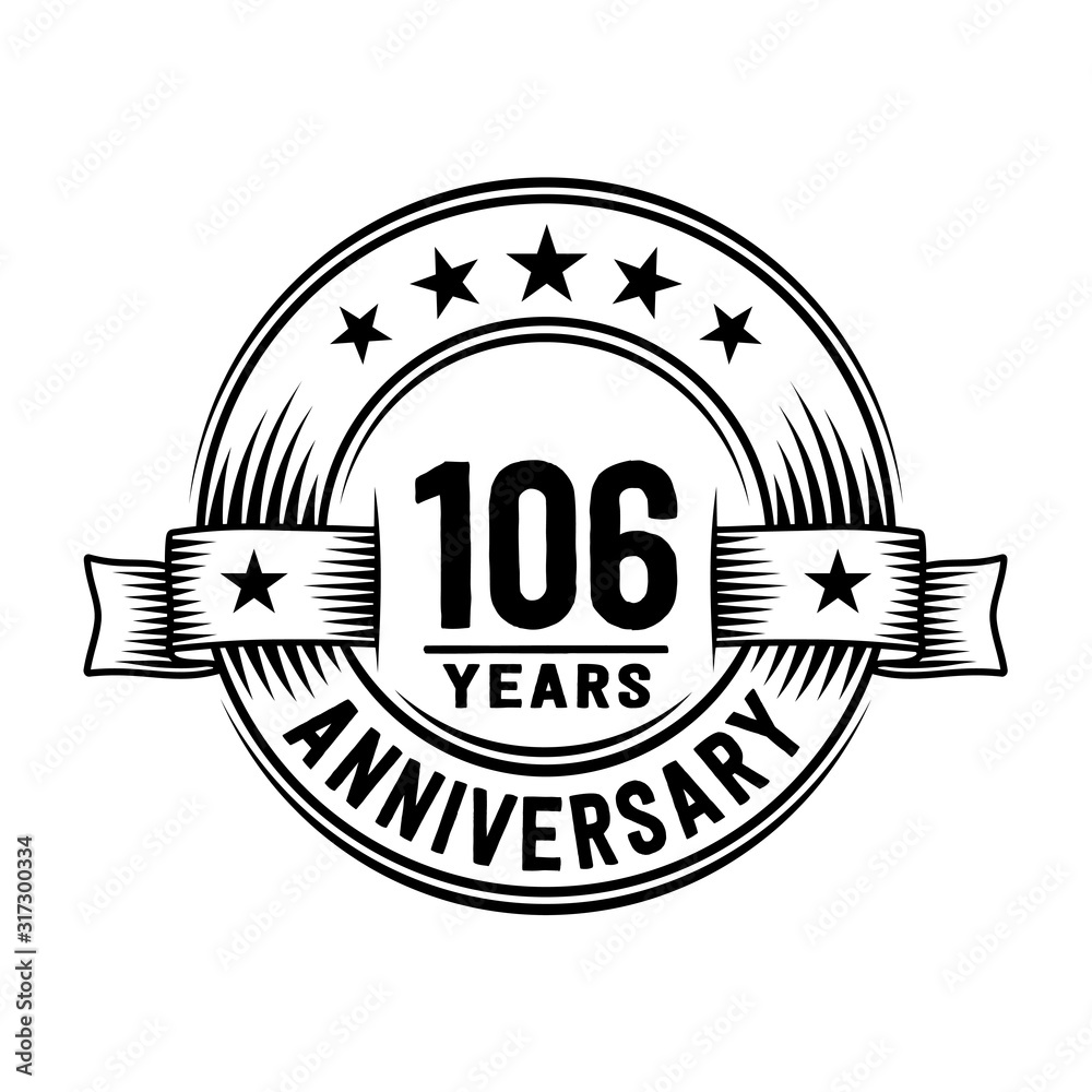 106 years anniversary celebration logotype. Vector and illustration.