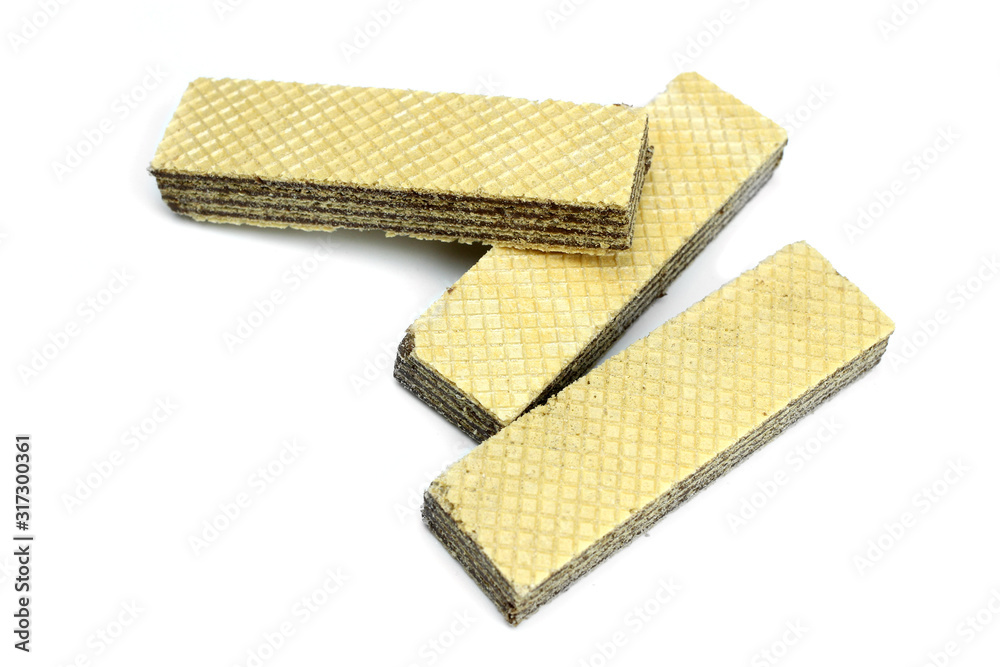 Waffles with cocoa, chocolate, isolated on a white background Waffles with cocoa, chocolate, isolated on a white background