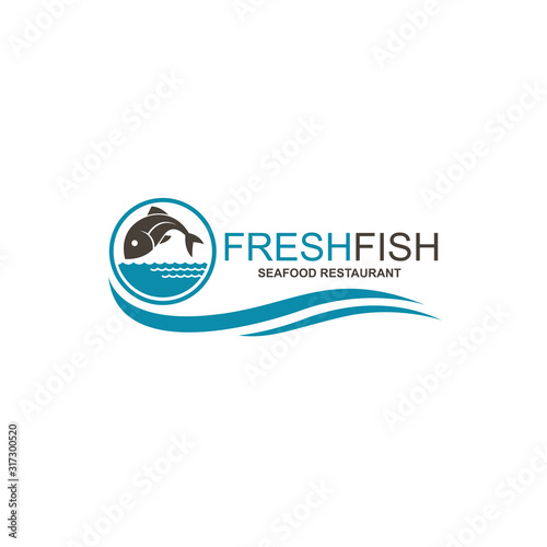 abstract fish icon for restaurant menu design isolated on white background