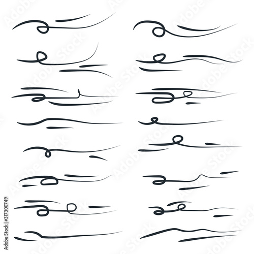 Hand drawn collection of curly swishes template color editable. Calligraphy swirl. Quotes icon vector sign isolated on white background illustration for graphic and web design.