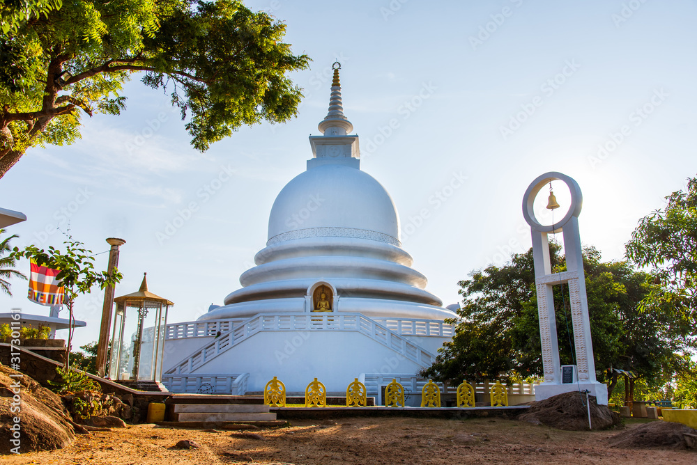 Japanese Peace Pagoda Buddhist temple in Sri Lanka