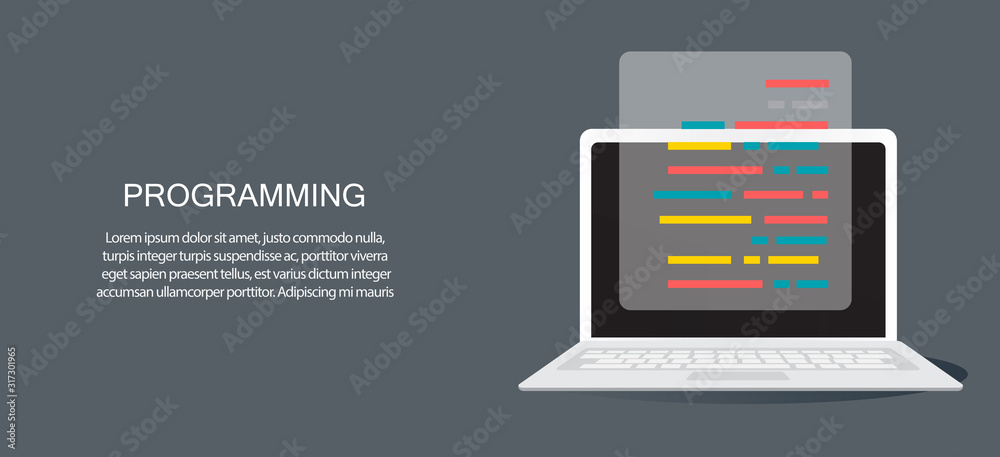 programming coding, programming banner, flat design concept programming coding, programming banner, flat design concept