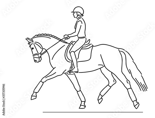 Fototapeta Naklejka Na Ścianę i Meble -  Rider and horses demonstrate good trot