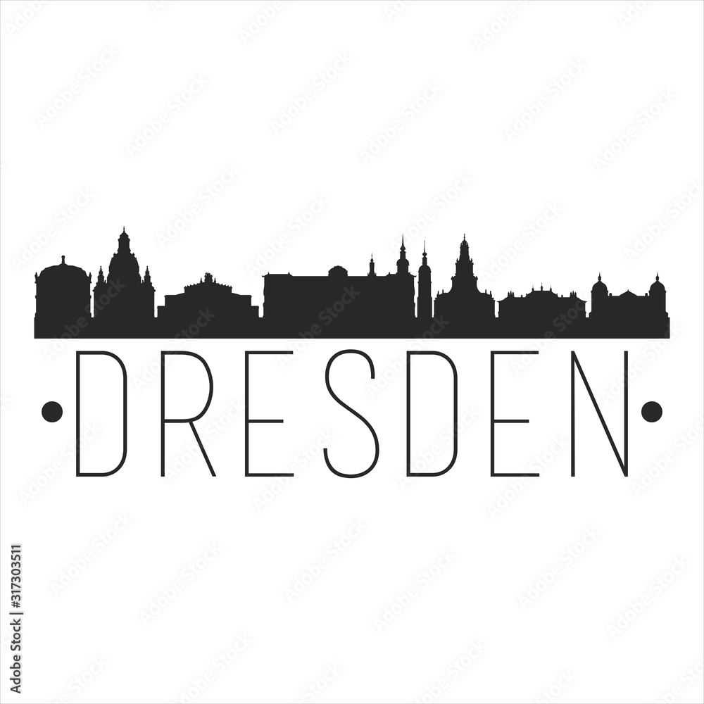 Fototapeta premium Dresden Germany. City Skyline. Silhouette City. Design Vector. Famous Monuments.