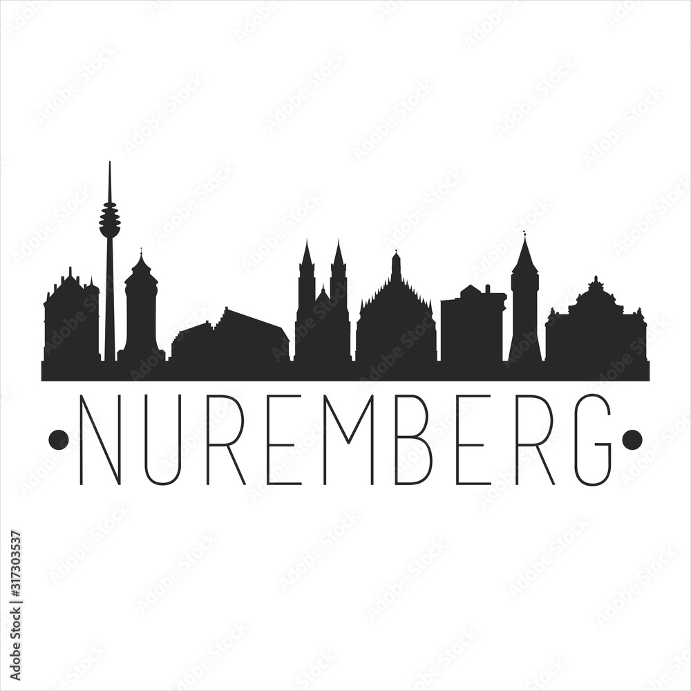 Nuremberg Germany. City Skyline. Silhouette City. Design Vector. Famous Monuments.