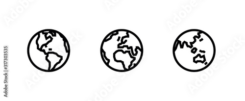 America, Europe, Africa, Asia sides of the Planet icons