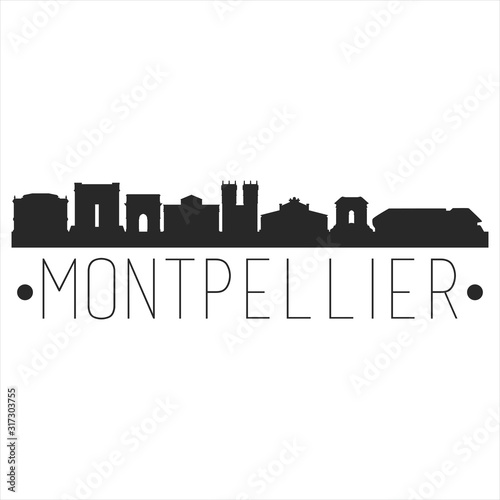 Montpellier France Europe Skyline Silhouette Design City Vector Art Famous Buildings