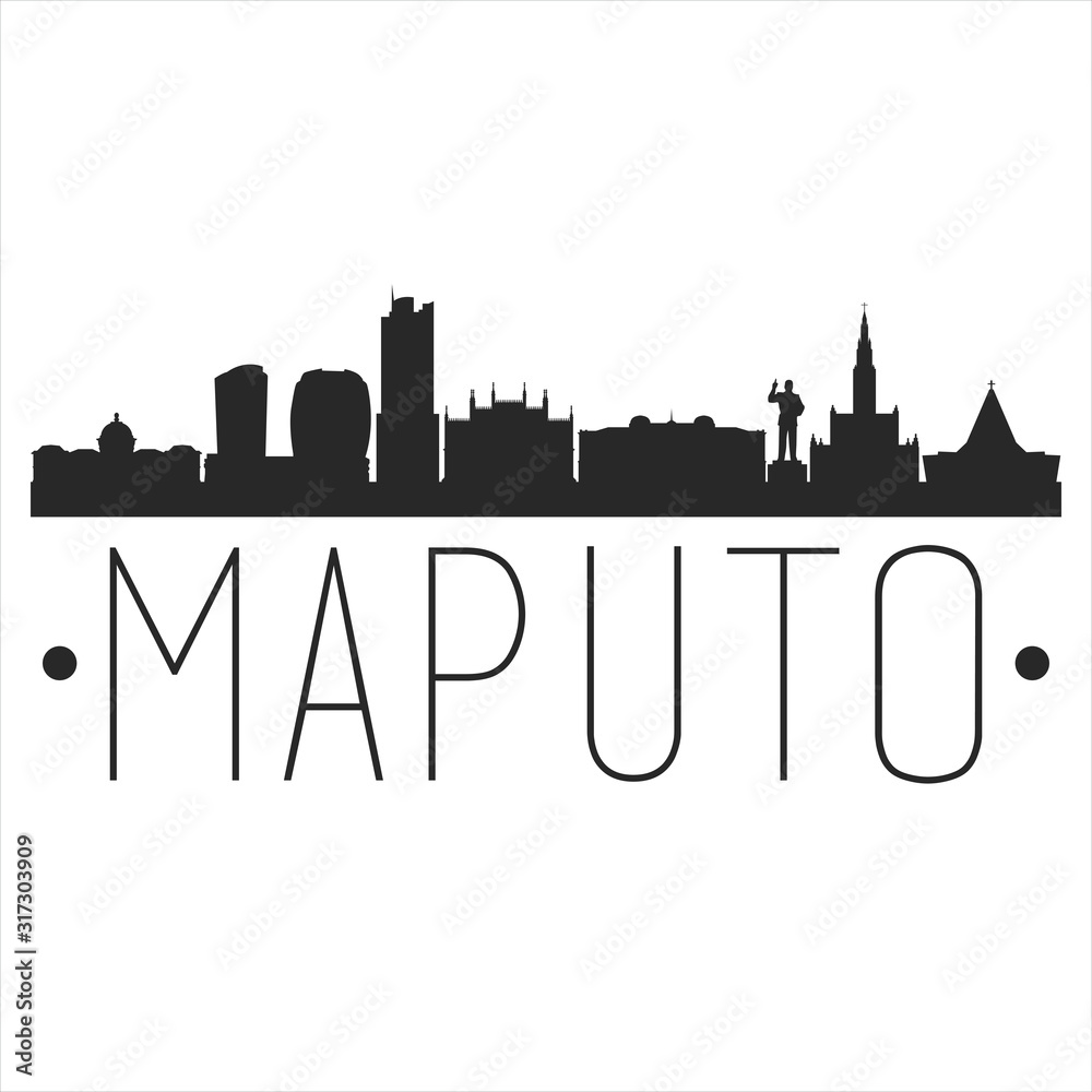 Maputo Mozambique. City Skyline. Silhouette City. Design Vector. Famous Monuments.