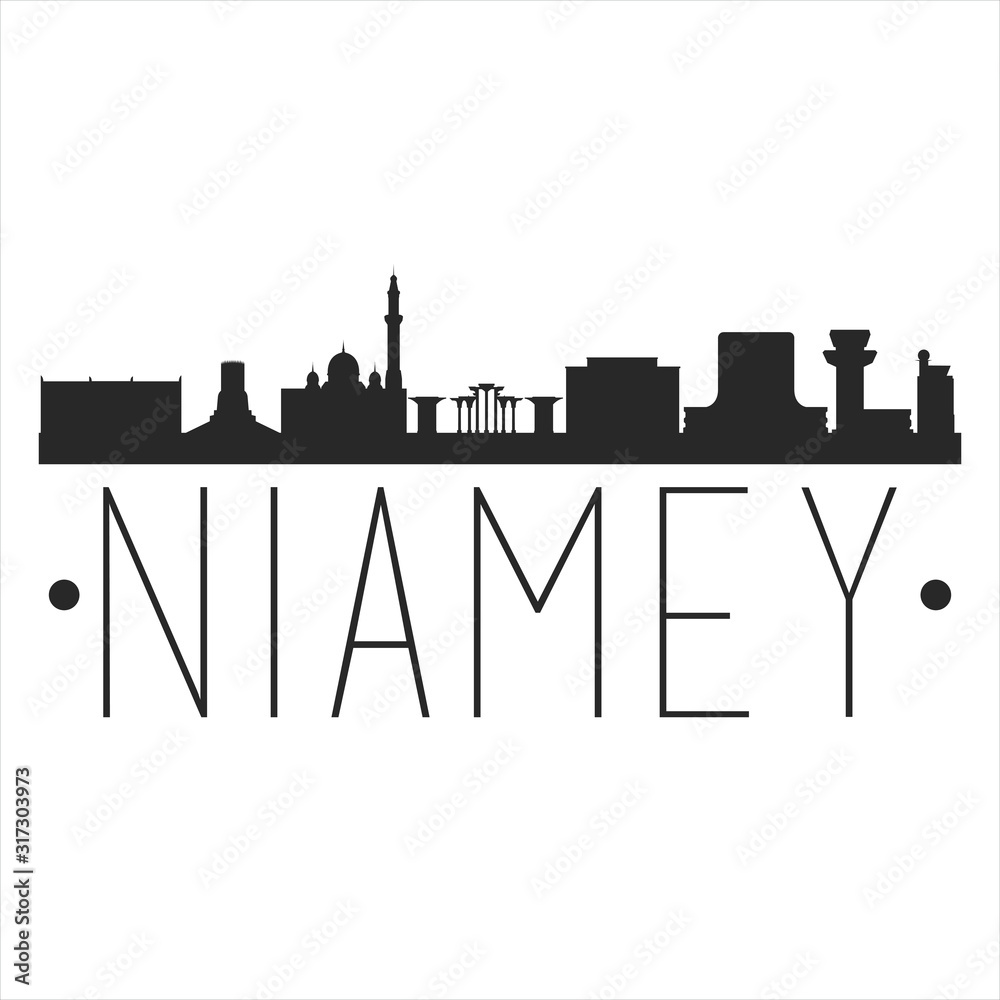 Niamey Niger. City Skyline. Silhouette City. Design Vector. Famous Monuments.