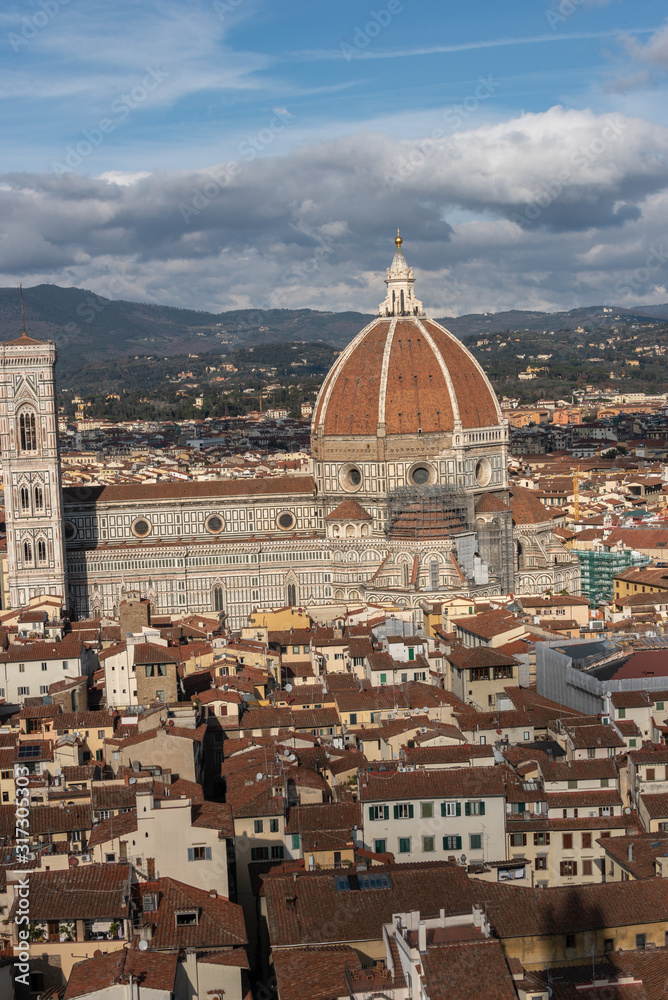 panorama of Florence from above with view of the cathedral