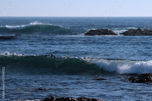 waves in the blue sea in the central coast of Chile
