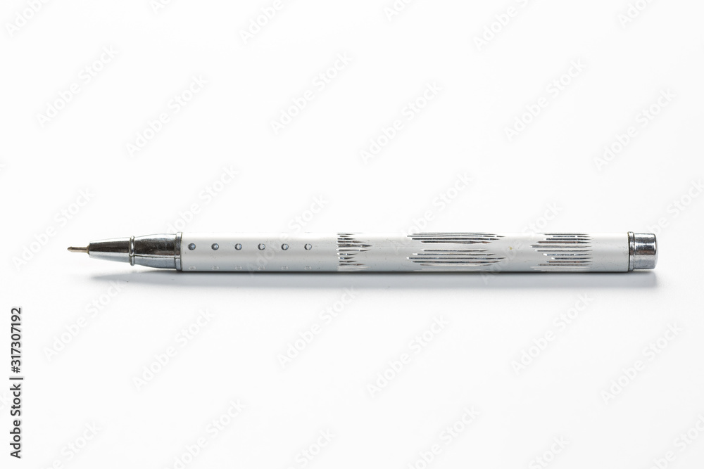 beautiful plastic ballpoint pen isolated on white background