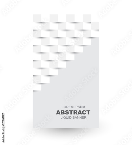 3D white wall banner design template with space for text. Vector illustration