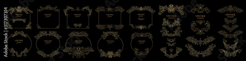 Vintage decorative frames and elements. Set of retro patterns. Vector.