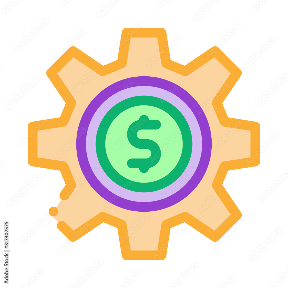 Gear Dollar Coin Icon Vector. Outline Gear Dollar Coin Sign. Isolated Contour Symbol Illustration Gear Dollar Coin Icon Vector. Outline Gear Dollar Coin Sign. Isolated Contour Symbol Illustration