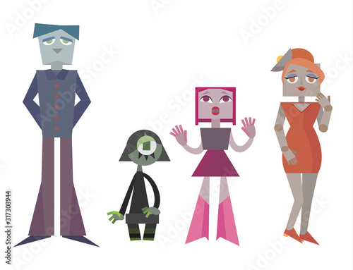 Vector set of charismatic robot family