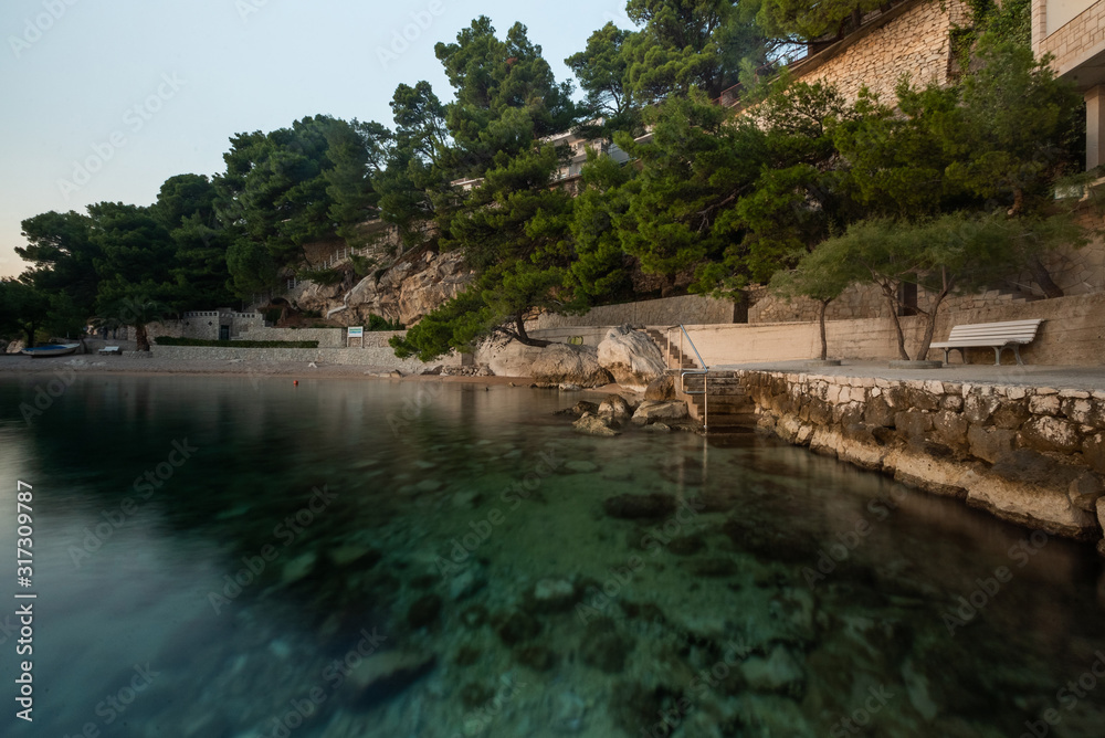View of sea with coastline in Brela, Croatia View of sea with coastline in Brela, Croatia
