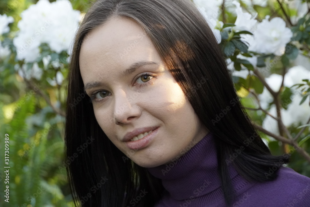 Fototapeta premium portrait of young woman, diagonal composition