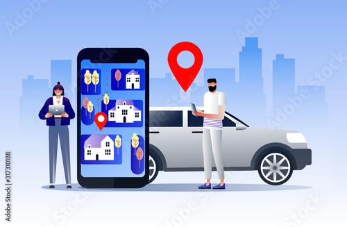 Mobile city transportation illustration concept