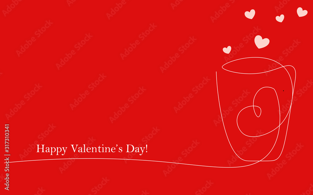 Valentines day background one line drawing vector illustration