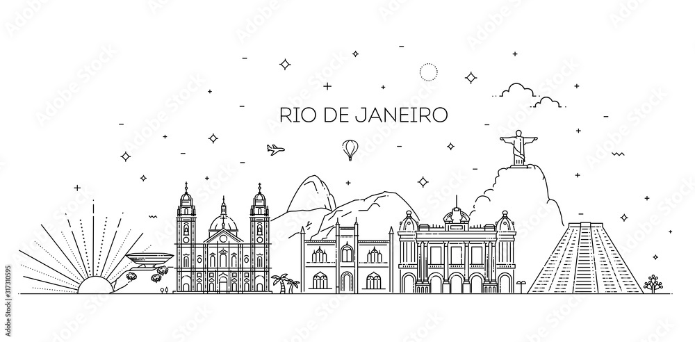 Rio de Janeiro detailed Skyline. Travel and tourism background