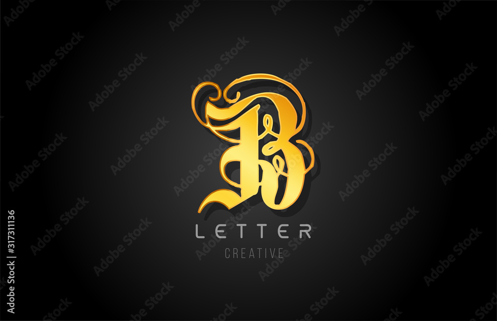 B gold golden letter alphabet design for logo company icon B gold golden letter alphabet design for logo company icon