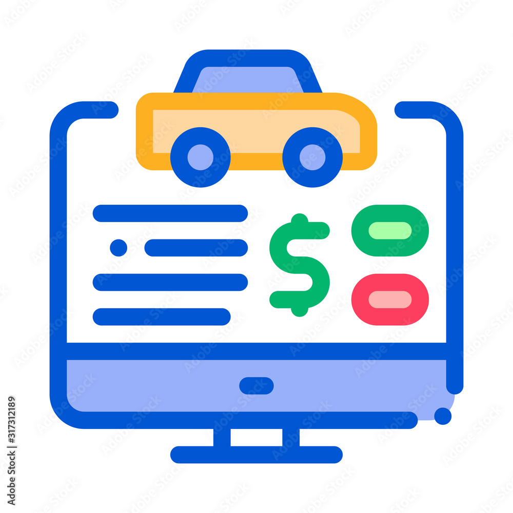 Online Car Buy Icon Vector. Outline Online Car Buy Sign. Isolated Contour Symbol Illustration Online Car Buy Icon Vector. Outline Online Car Buy Sign. Isolated Contour Symbol Illustration