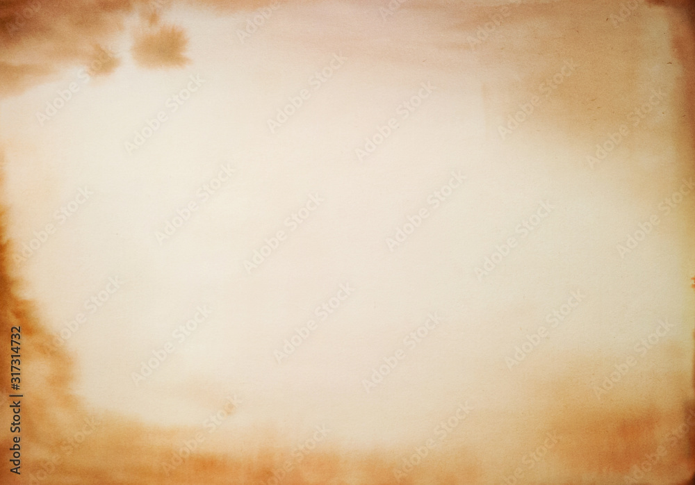 Fototapeta premium Yellow brown watercolor texture, album page