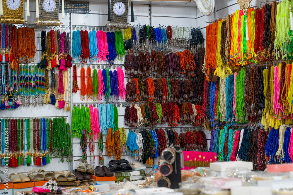 Fototapeta Bead shop with many multi color beads