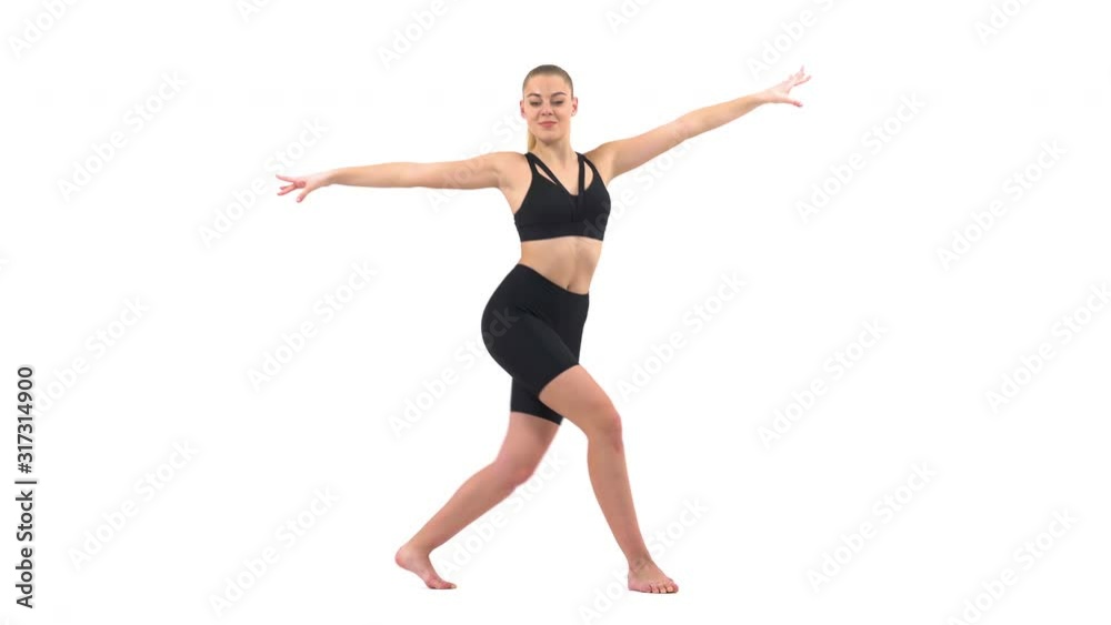 Strong sports woman performing squats exercise. Sport concept. Isolated, on white background Strong sports woman performing squats exercise. Sport concept. Isolated, on white background