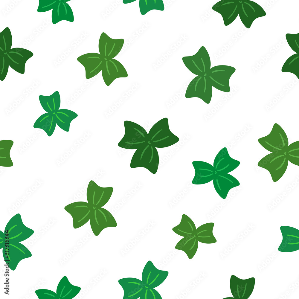Stylized green clovers on white background. Seamless floral pattern for Irish st Patrick day. Stylized green clovers on white background. Seamless floral pattern for Irish st Patrick day.