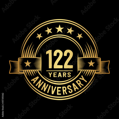 122 years anniversary celebration logotype. Vector and illustration.