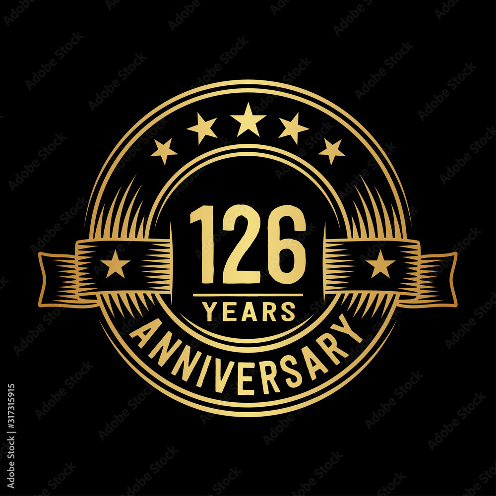 126 years anniversary celebration logotype. Vector and illustration.