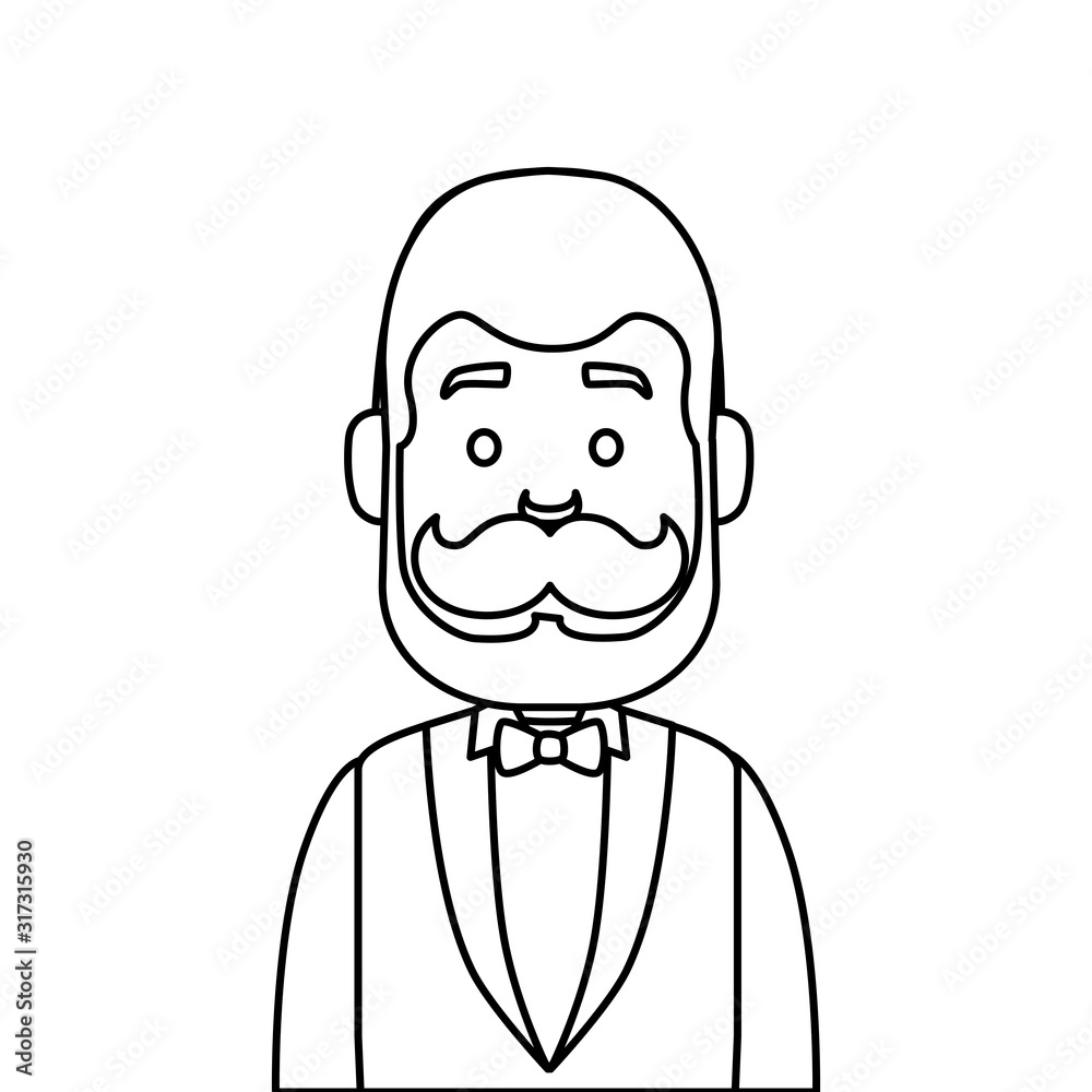 Isolated avatar man with mustache vector design