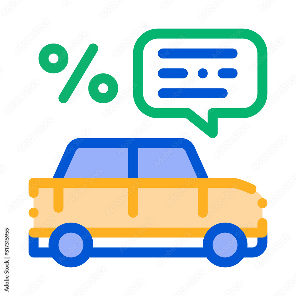 Car Percent Quote Icon Vector. Outline Car Percent Quote Sign. Isolated Contour Symbol Illustration
