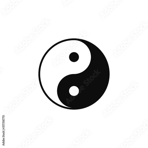 Yin Yang icon. Vector yin-yang symbol without border around the edge. Black and white Ying yang symbol of harmony and balance.