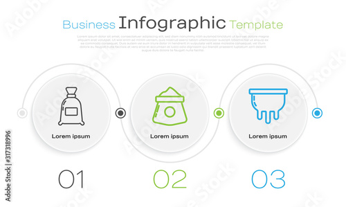 Set line Bag of flour, Bag of flour and Udder. Business infographic template. Vector