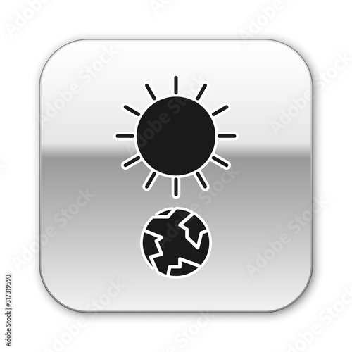 Black Solstice icon isolated on white background. Silver square button. Vector Illustration