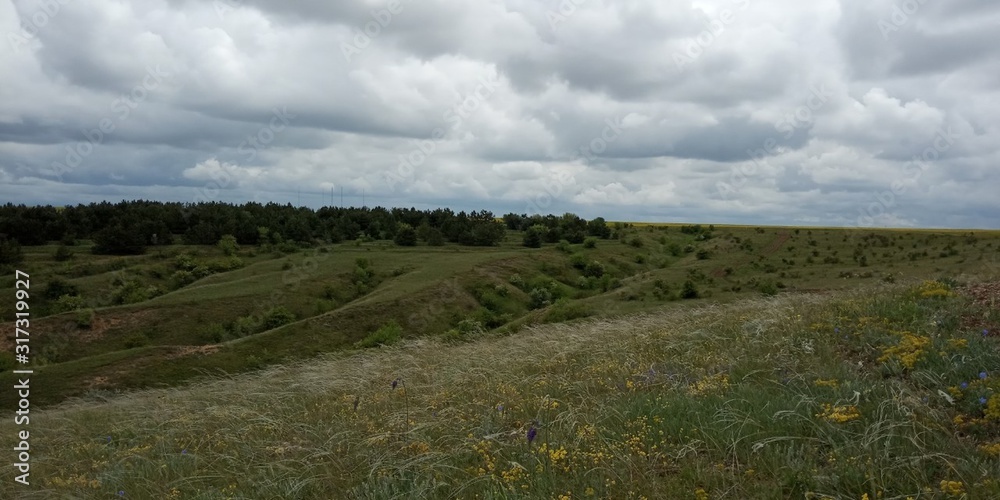 landscape with road and clouds