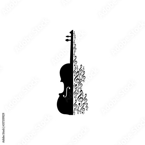 Treble clef and violin vector