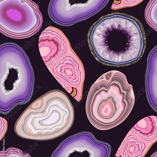 Vector seamless pattern with geode and agate cuts