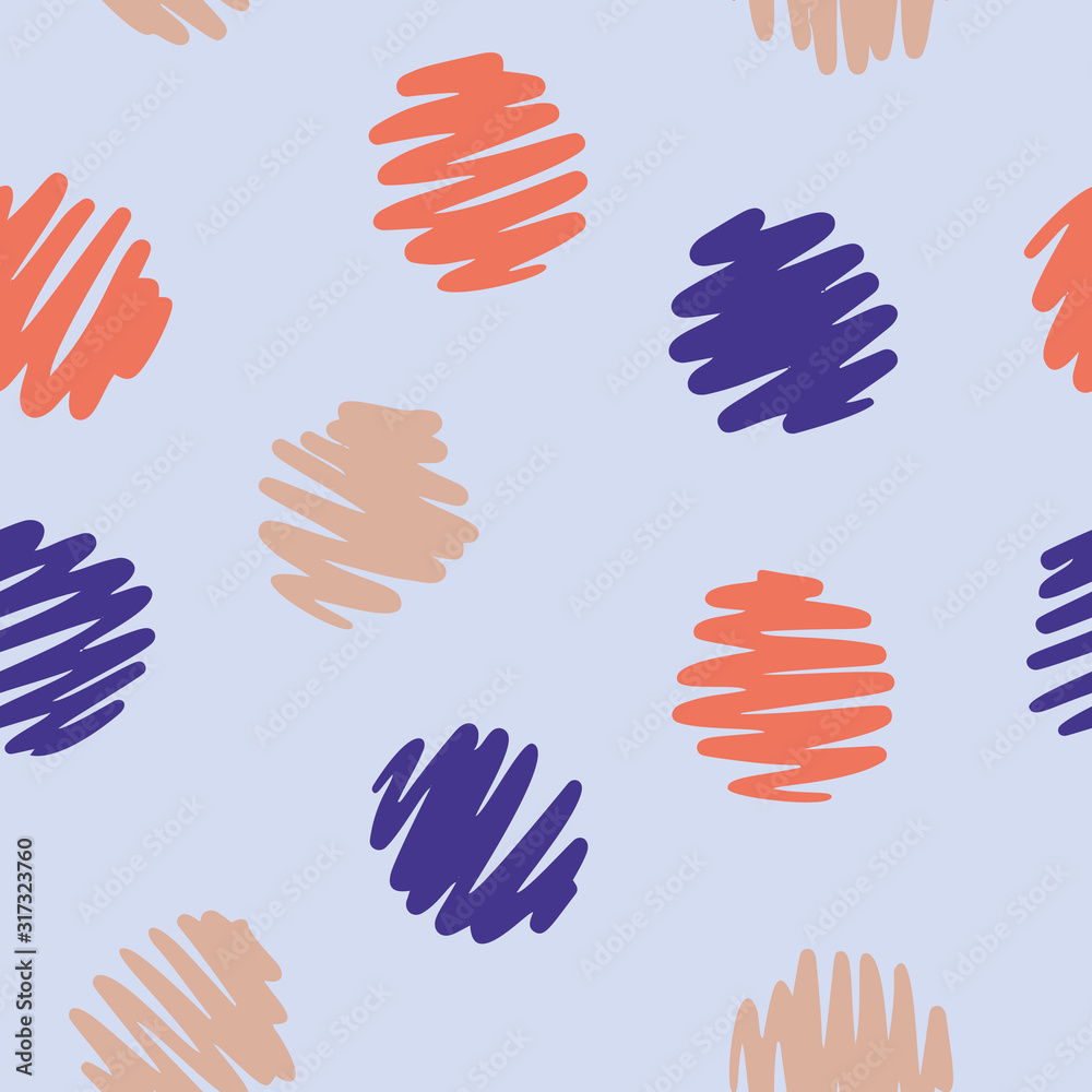 Obraz premium Polka dot seamless pattern. Decorative hand drawn circles. Simple graphic background.