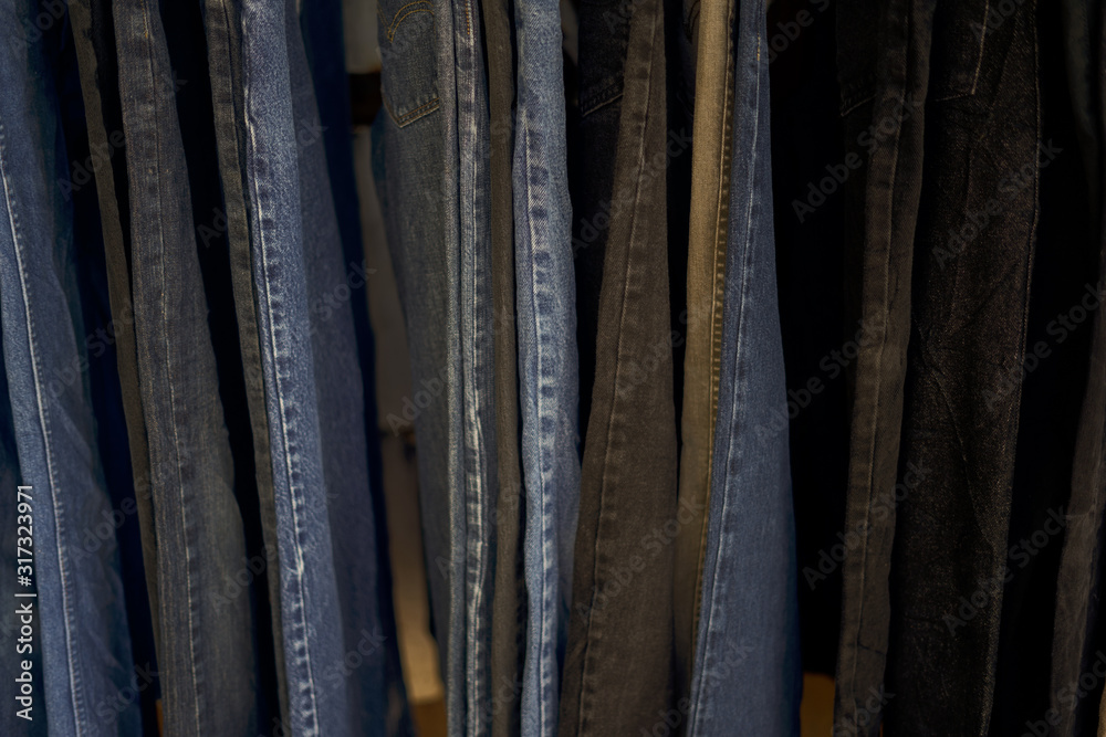 Old jeans pattern that hangs on the clothesline
