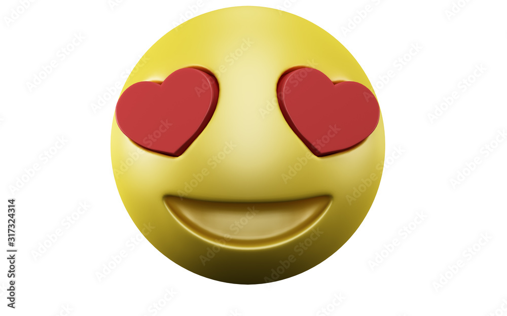 Fototapeta premium Emoji Love heart lovers day 3d render